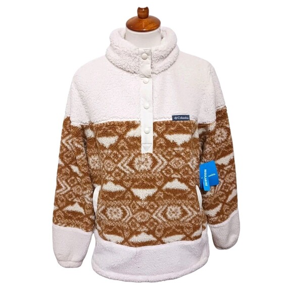 Columbia Women's Big Timber Peak Aztec Print Sherpa Snap Pullover Jacket Size XL - Picture 1 of 8